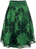 Jasmine Green Floral Organza Skirt, Voodoo Vixen, Mittellanger Rock