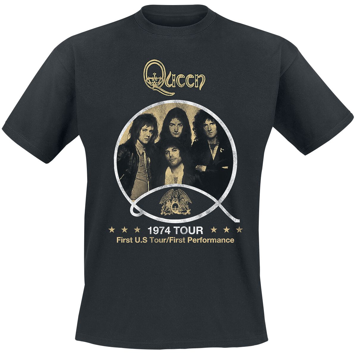 1974 Vintage Tour T-Shirt schwarz von Queen