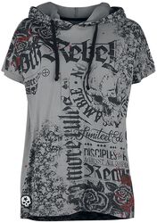Lässig geschnittenes T-Shirt mit Prints und Kapuze