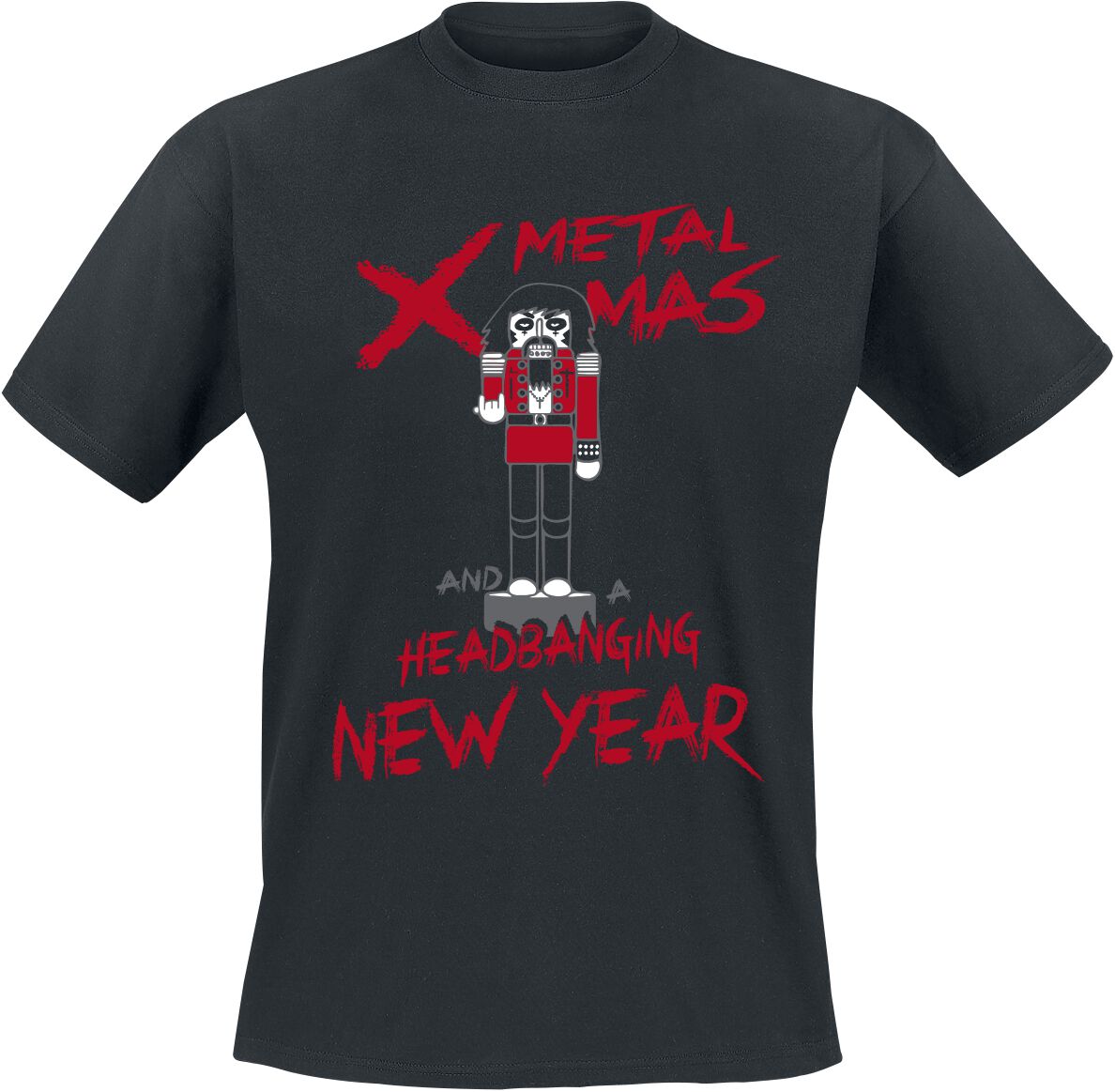 Sprüche Metal X-Mas And A Headbanging New Year T-Shirt schwarz