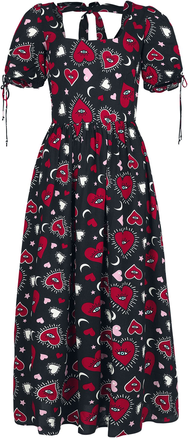 Hell Bunny Kate Heart Dress Langes Kleid schwarz rot in 3XL