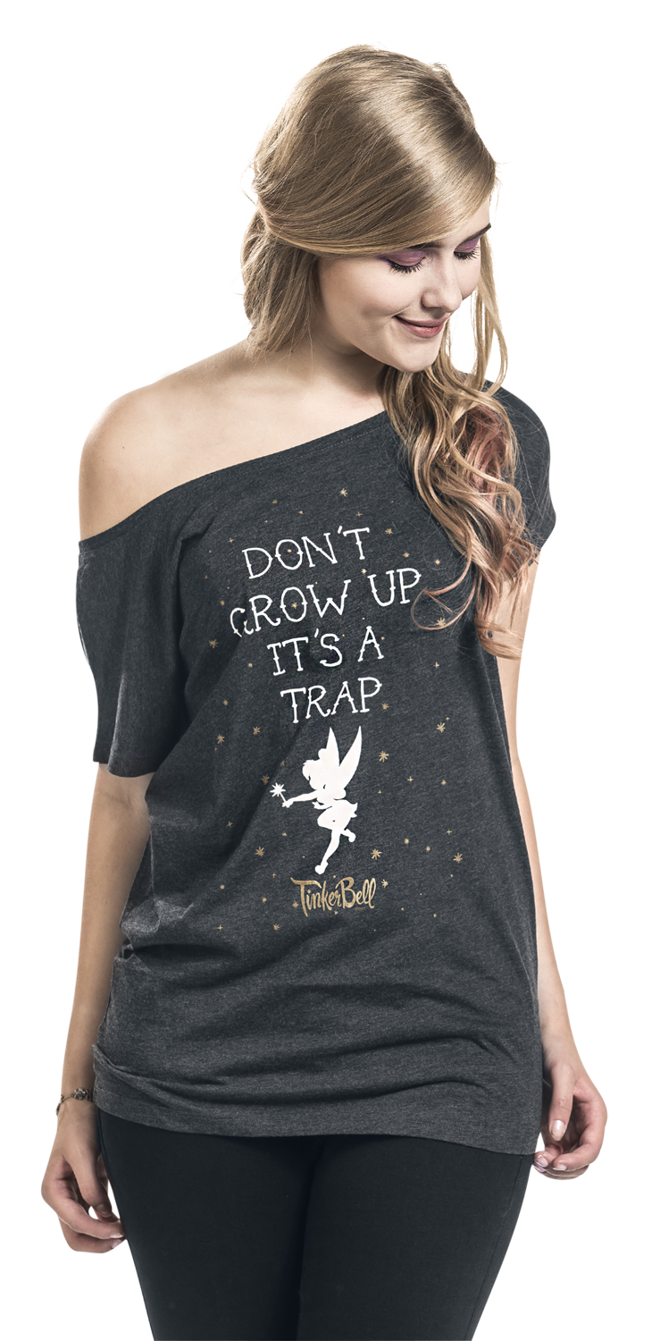 Peter Pan Tinker Bell - Don't Grow Up T-Shirt dunkelgrau meliert