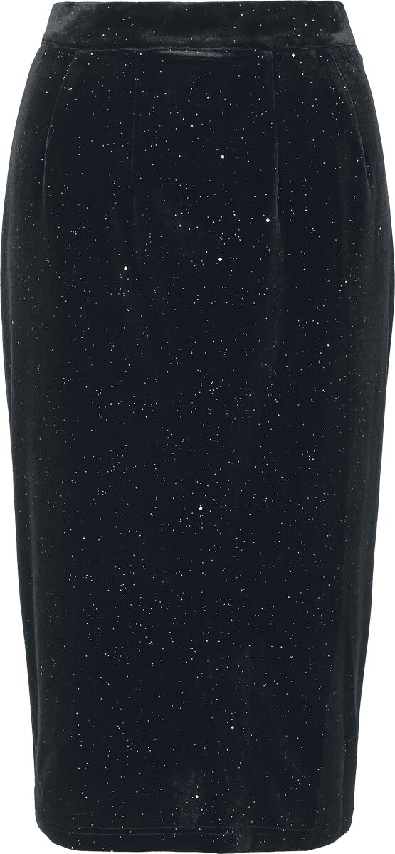 H&R London - Rockabilly Halvlång kjol - Midnight Spark Skirt - XS XXL - för Dam - svart