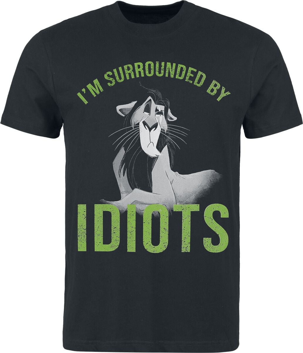 T-Shirt Manches courtes Disney de Le Roi Lion - Surrounded by Idiots - S à XXL - pour Homme - noir