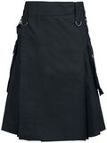 Schwarzer Kilt mit seitlichen Taschen und Falten hinten, Gothicana by EMP, Mittellanger Rock