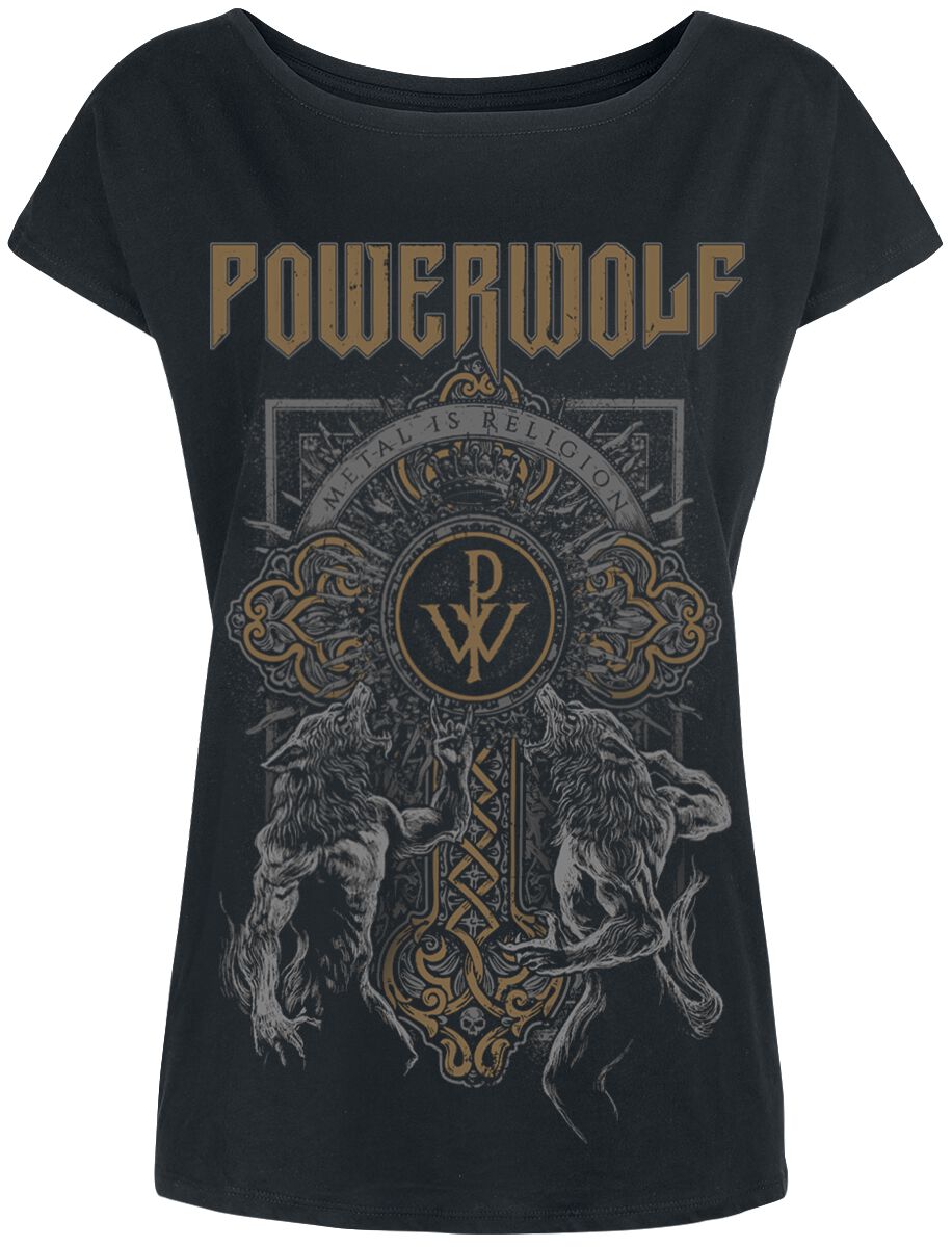 Image of Powerwolf Wolf Cross Girl-Shirt schwarz