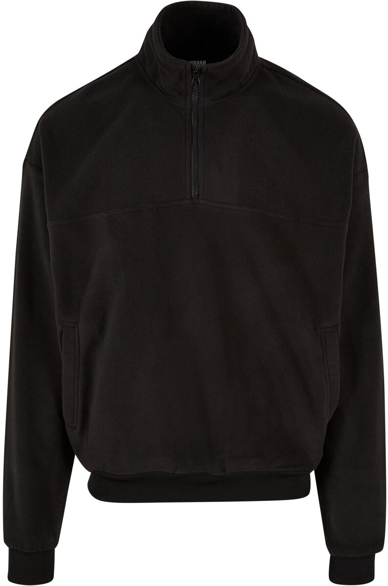 Urban Classics Sweatshirt - Basic Polar Fleece Troyer - L bis 3XL - für Männer - Größe XL - schwarz