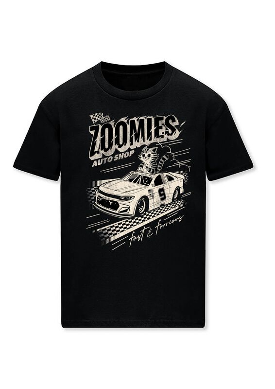 Goodie Two Sleeves Fun T-Shirt - Zoomies Auto Shop - for Men - black
