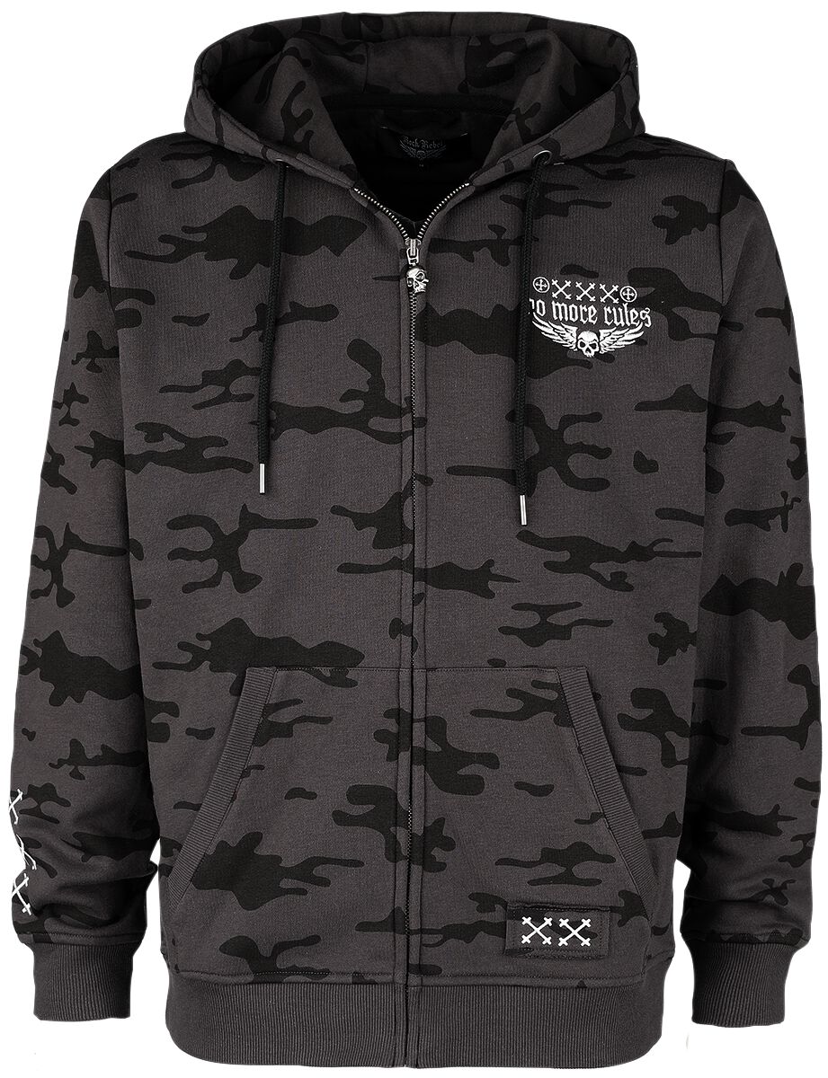 Image of Felpa jogging di Rock Rebel by EMP - Camouflage zip hoodie with large back print - S a XL - Uomo - marrone scuro