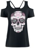 Sugar Skull Cold Shoulder Shirt, Gothicana by EMP, T-Shirt