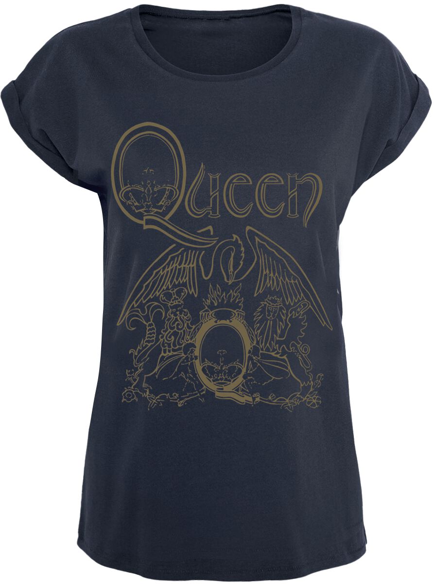 Queen T-Shirt - Crest - S bis XL - für Damen - Größe S - navy  - Lizenziertes Merchandise!