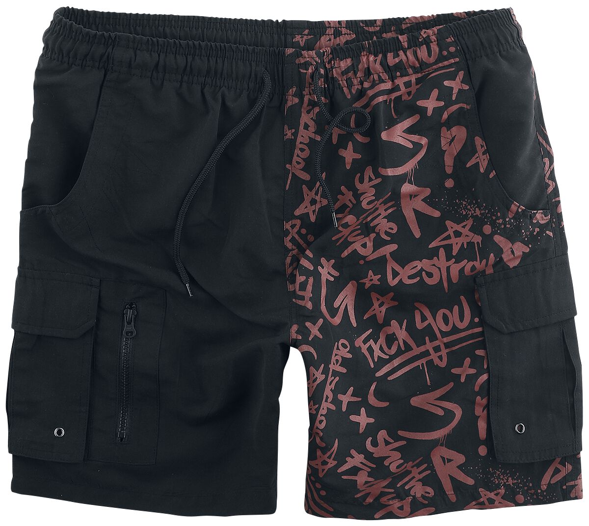 Image of Bermuda di RED by EMP - Swimshorts with Print - S a XL - Uomo - nero/rosso