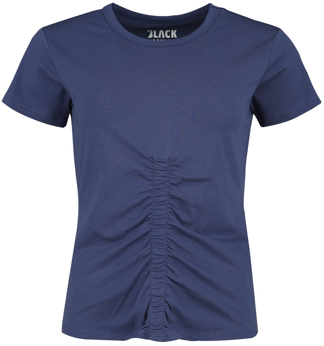 Levně Black Premium by EMP Modré tričko s řasením vpředu Dámské tričko modrá