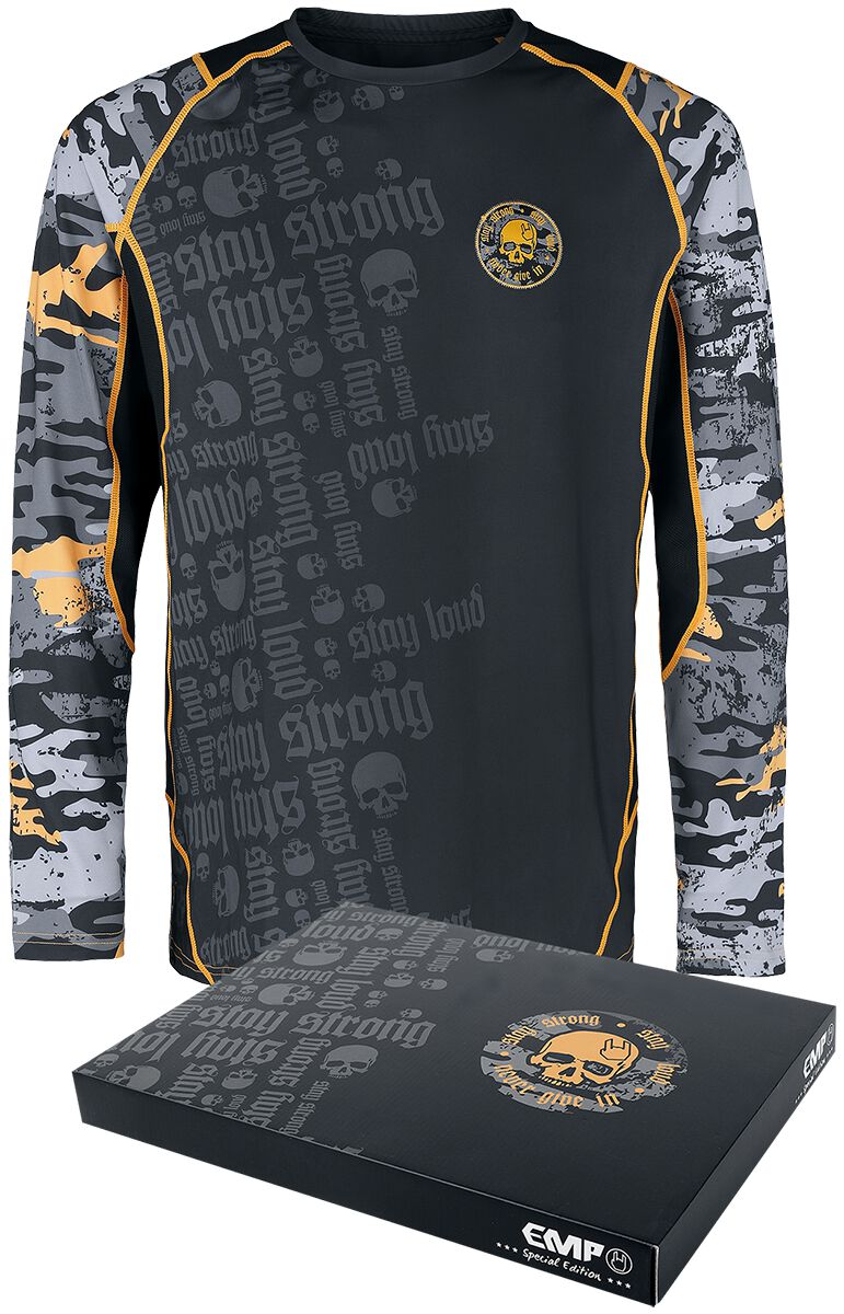 EMP Special Collection Long-Sleeve Sports Top with Camouflage Sleeves Long-sleeve Shirt black
