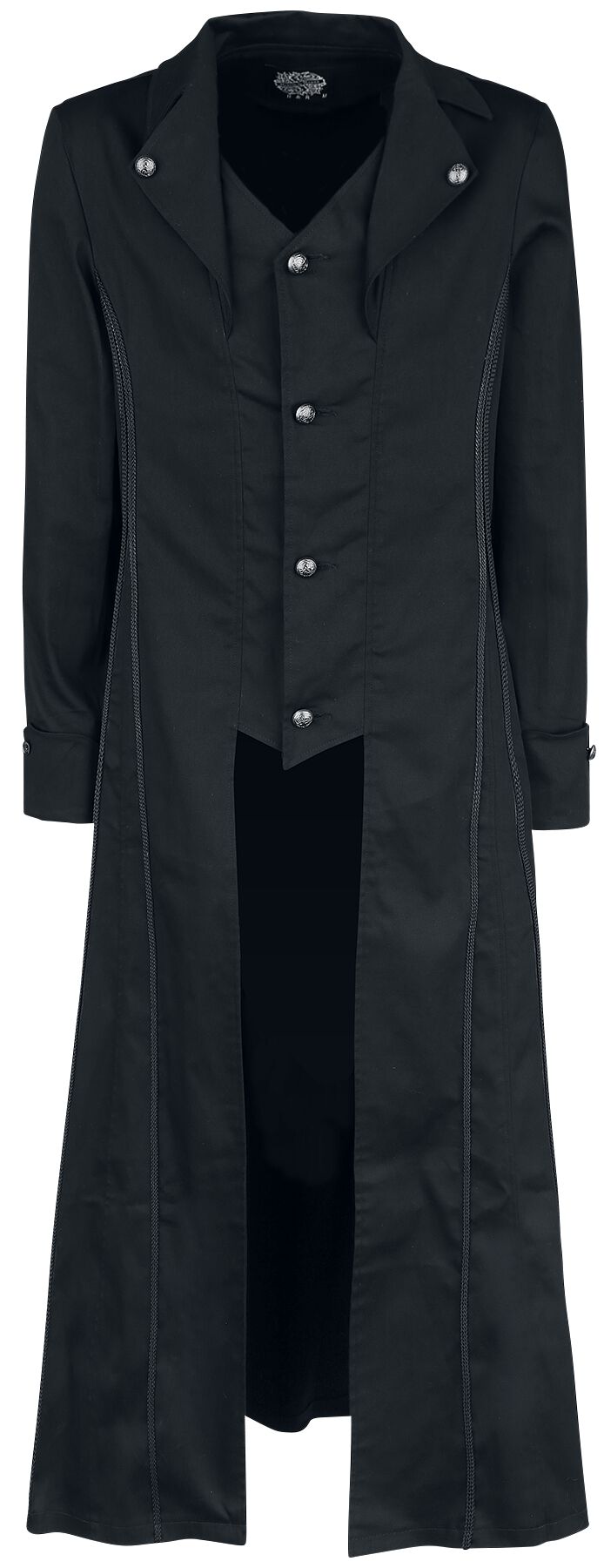 H&R London - Gothic Militärmantel - Black Classic Coat - S bis XXL - für Männer - Größe S - schwarz