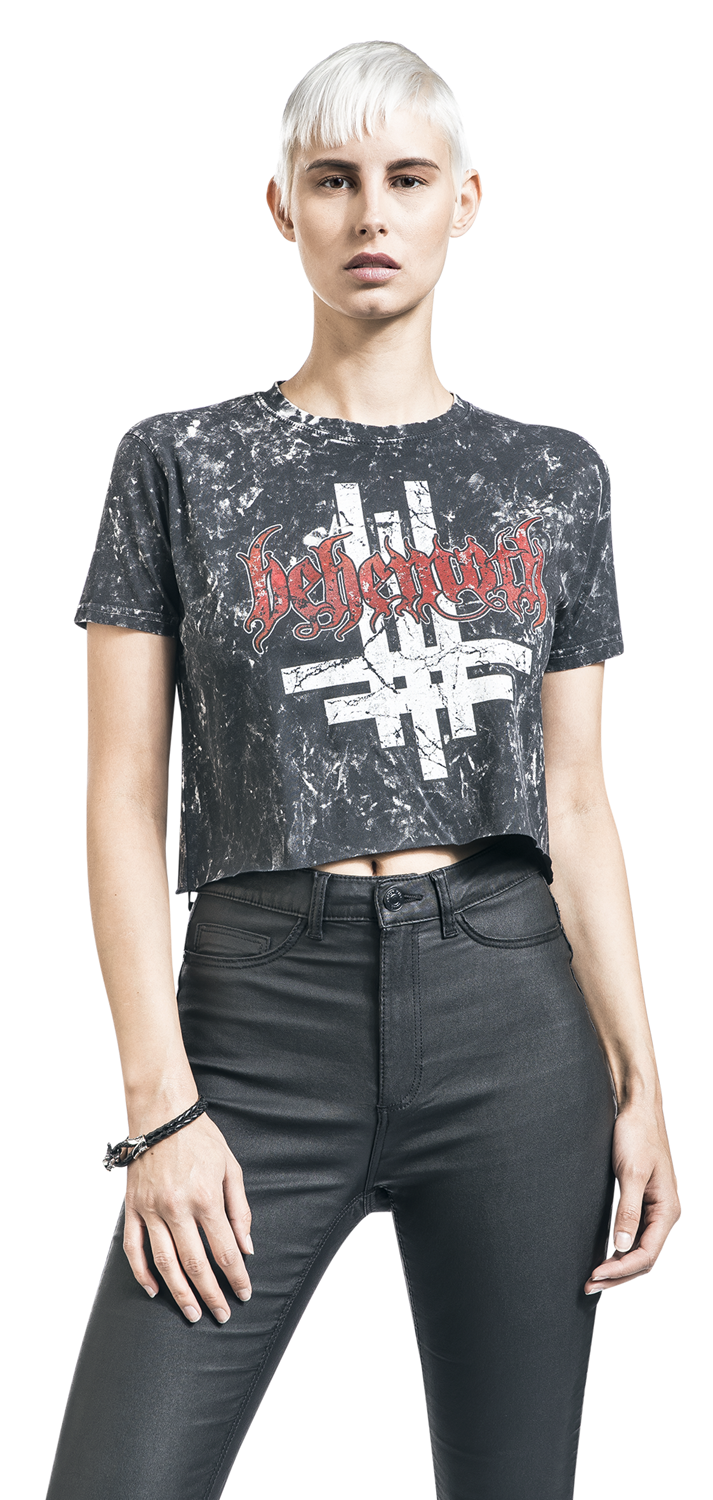 Behemoth Distressed Webnet T-Shirt schwarz weiß