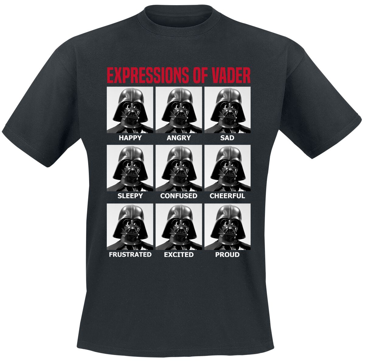 Star Wars T-shirt - Expressions Of Vader - S tot XXL - voor Mannen - zwart