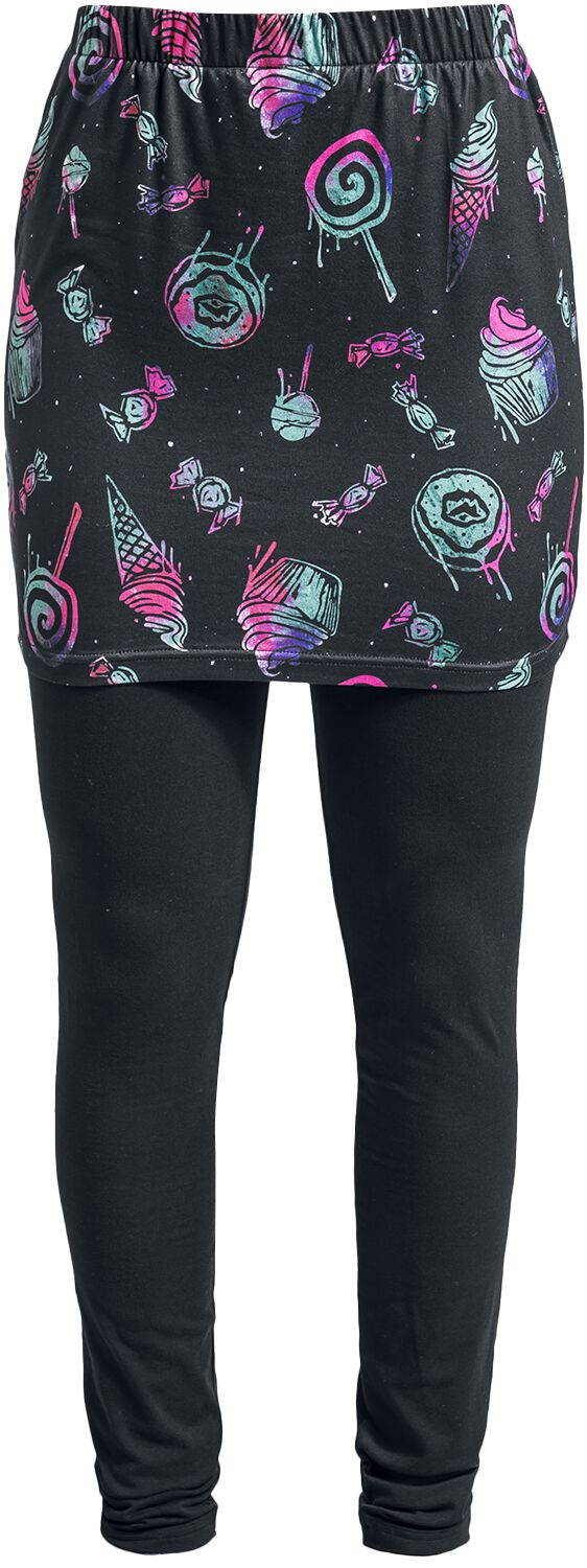 Image of Leggings di Full Volume by EMP - Leggings with skirt and sweets print - S a XXL - Donna - nero