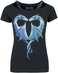 Gothicana X Anne Stokes - Black T-Shirt With Large Dragon Frontprint, Gothicana by EMP, T-Shirt
