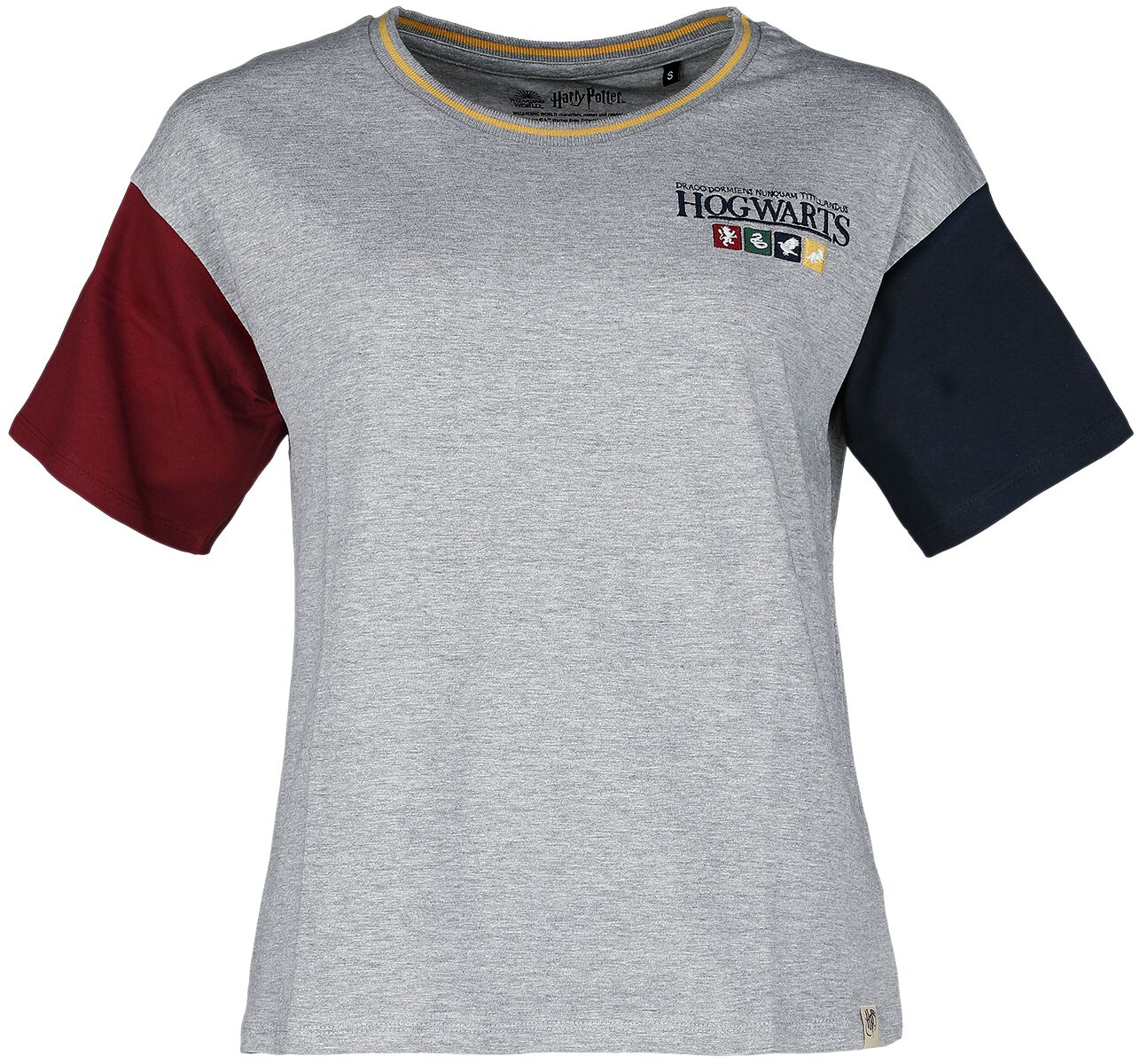 T-Shirt Manches courtes de Harry Potter - Emblème Poudlard - S à L - pour Femme - gris