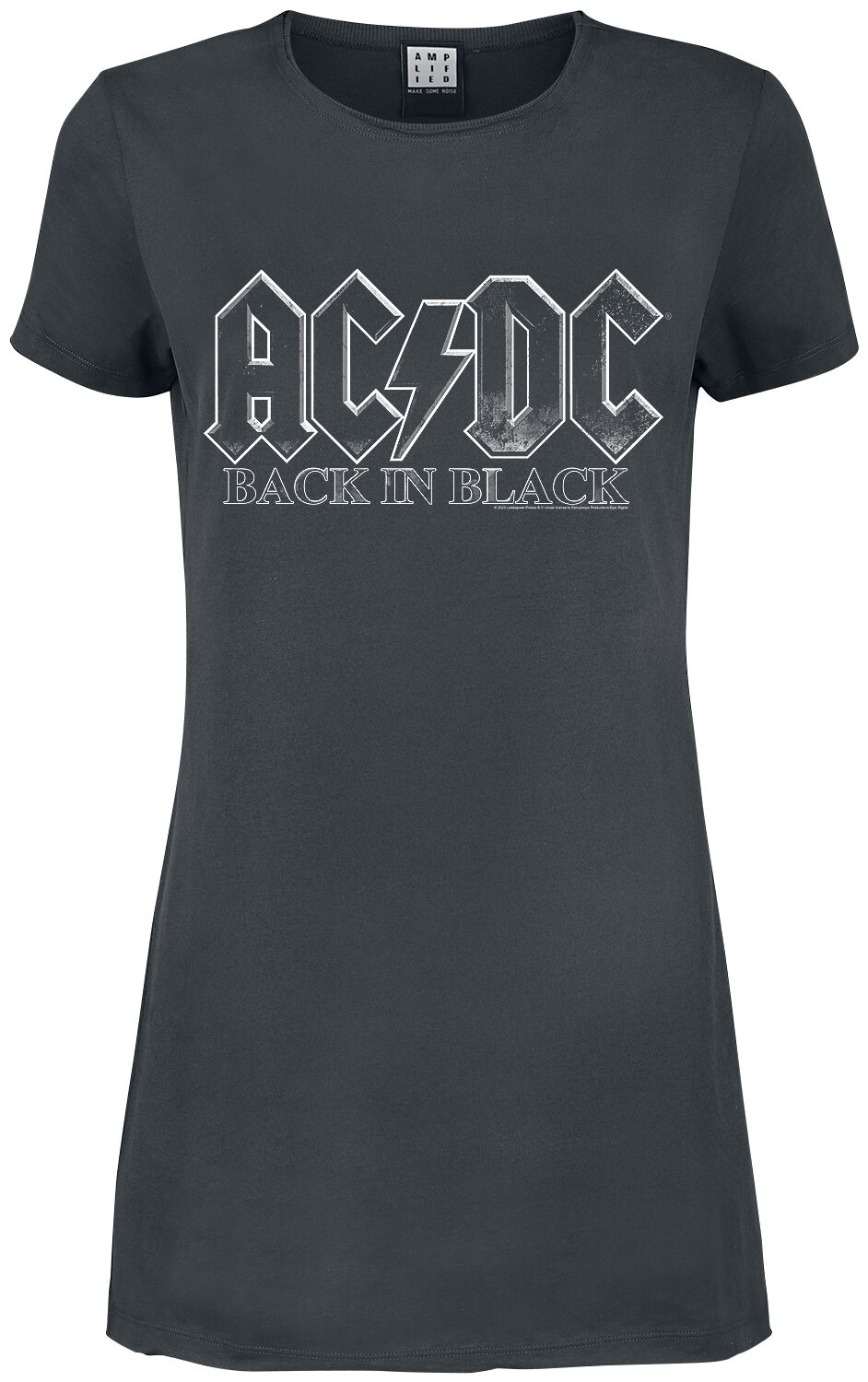 Robe courte de AC/DC - Amplified Collection - Back In Black - XS à XL - pour Femme - anthracite