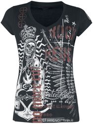 T-Shirt mit auffälligem Skull Print und Schriftzügen