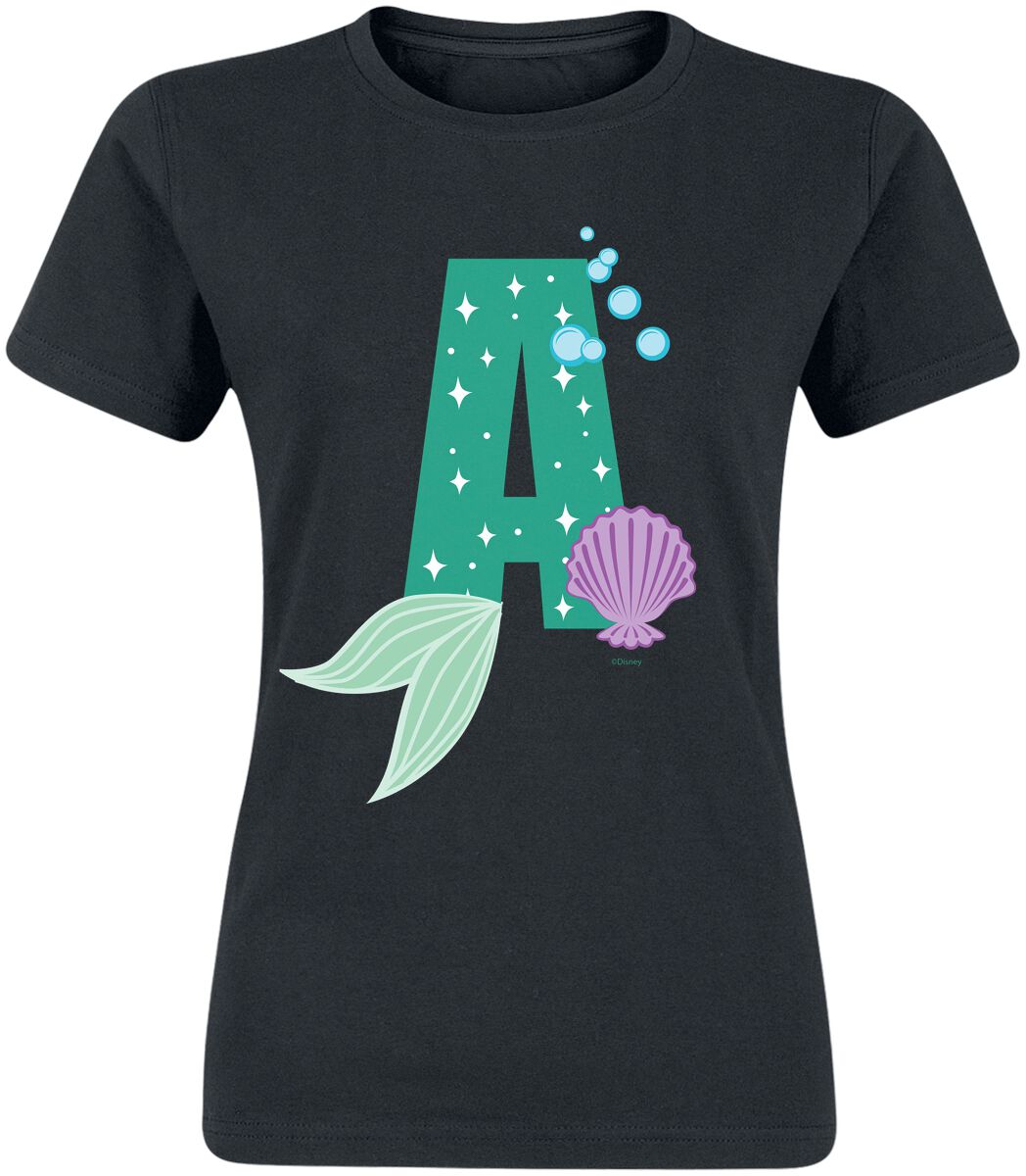 Disney Princess Alphabet A Is For Ariel T-Shirt black