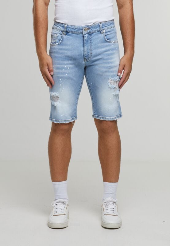 4255773734324 - VICTOR RIPPED SLIM FIT SHORTS-LIGHT BLUE Short hellblau in 30