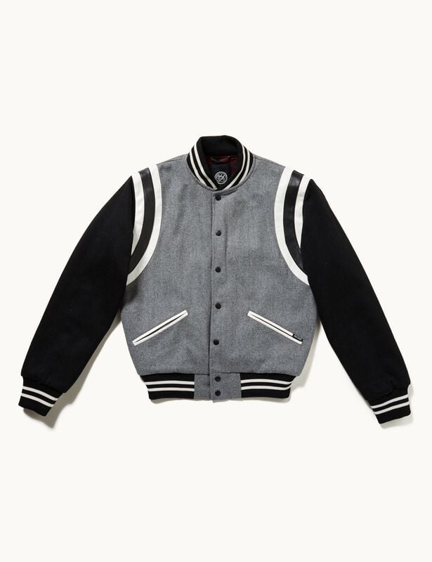 Chet Rock  Varsity Jacket - Johnny Varsity Jacket - for Men - black-grey-white