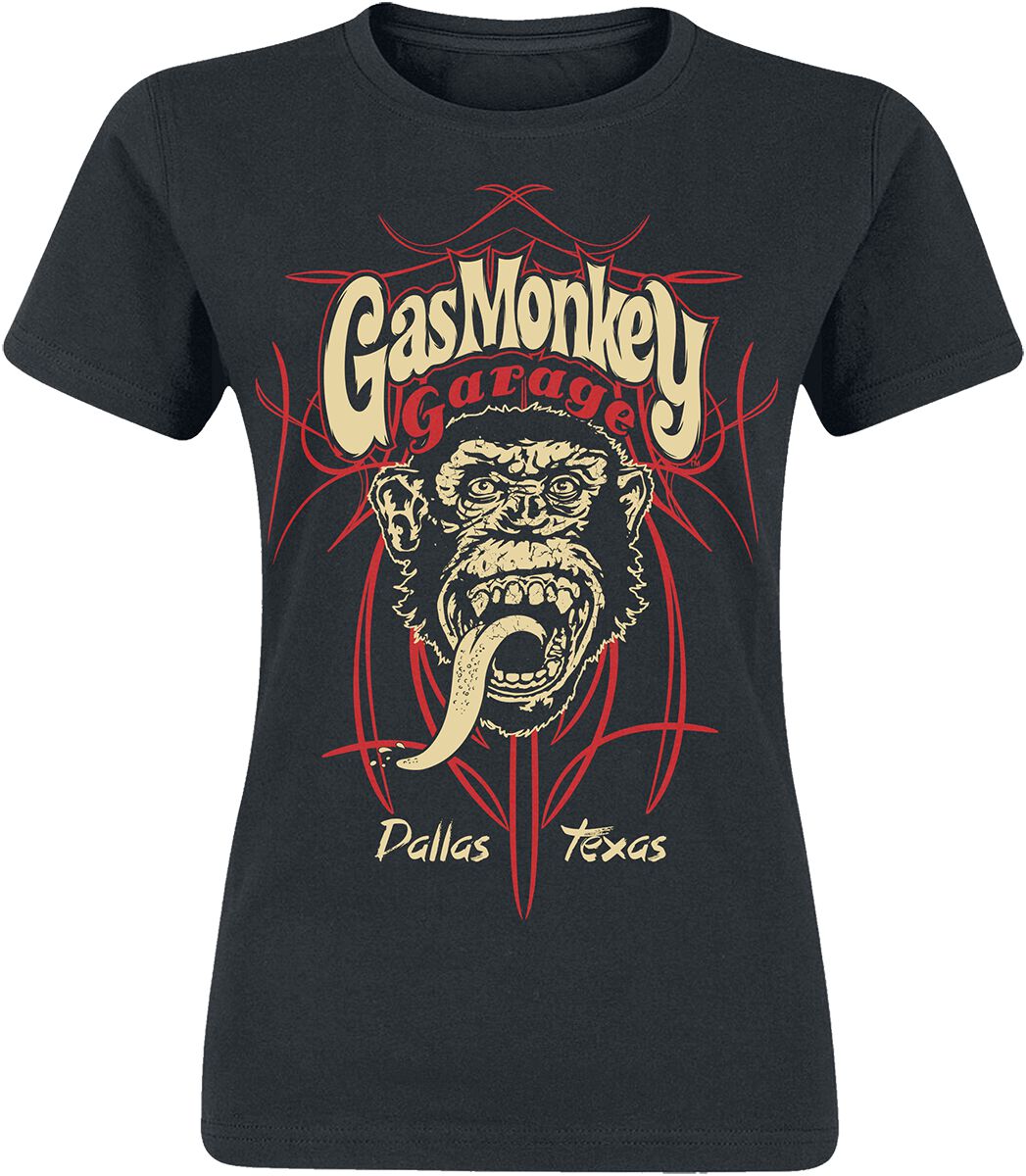 T-Shirt Manches courtes Rockabilly de Gas Monkey Garage - Dallas Texas - S à L - pour Femme - noir