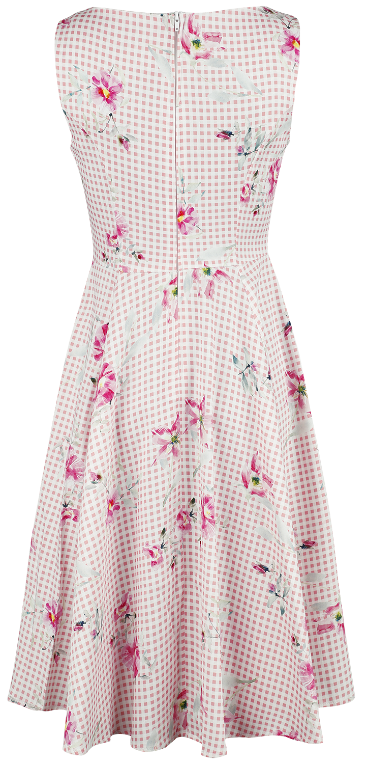 H&R London - Rockabilly Kleid knielang - Catherine Floral Swing Dress - XS bis 4XL - für Damen - Größe 4XL - rosa/weiß