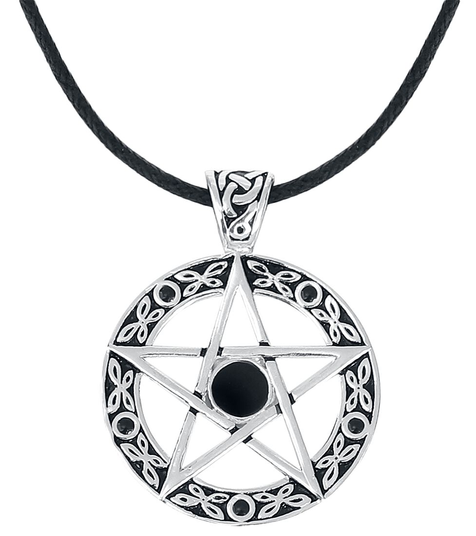 Pendentif Gothic de Toltecs Amulet - Black Pentagram - pour Unisexe - couleur argent