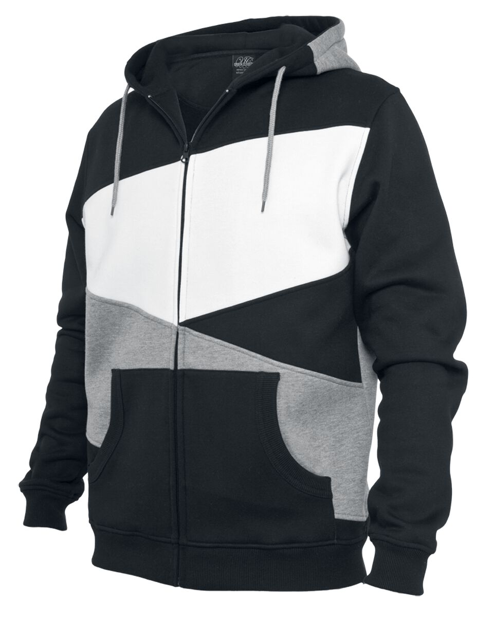 Urban Classics  Hoodie Jacket - Zig Zag Zip Hoodie - for Men - black-grey-white
