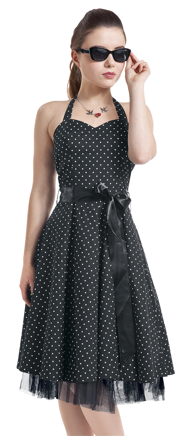 H&R London Small Dot Dress Mittellanges Kleid schwarz