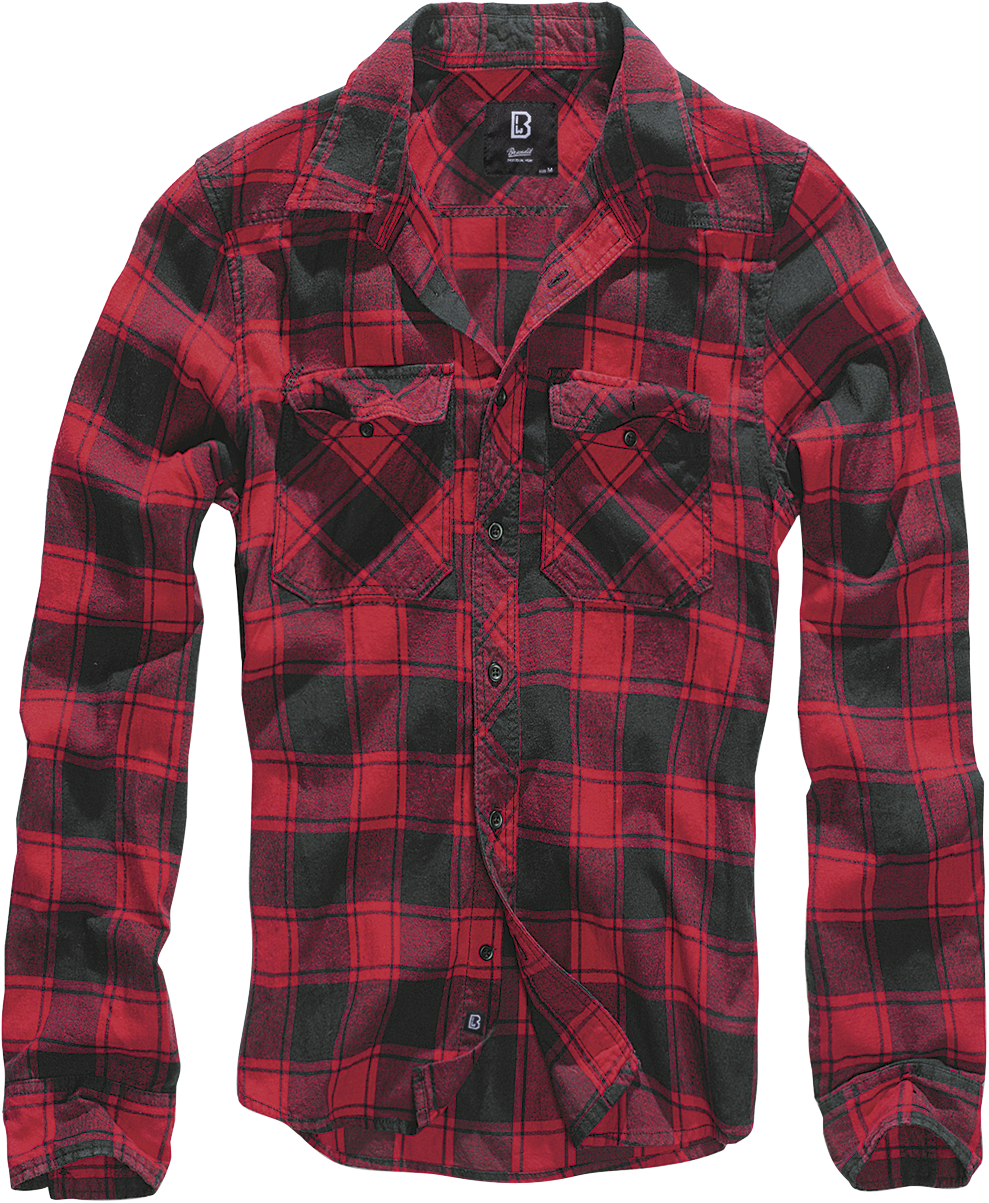 Brandit - Checkshirt - Flanellhemd - rot| schwarz