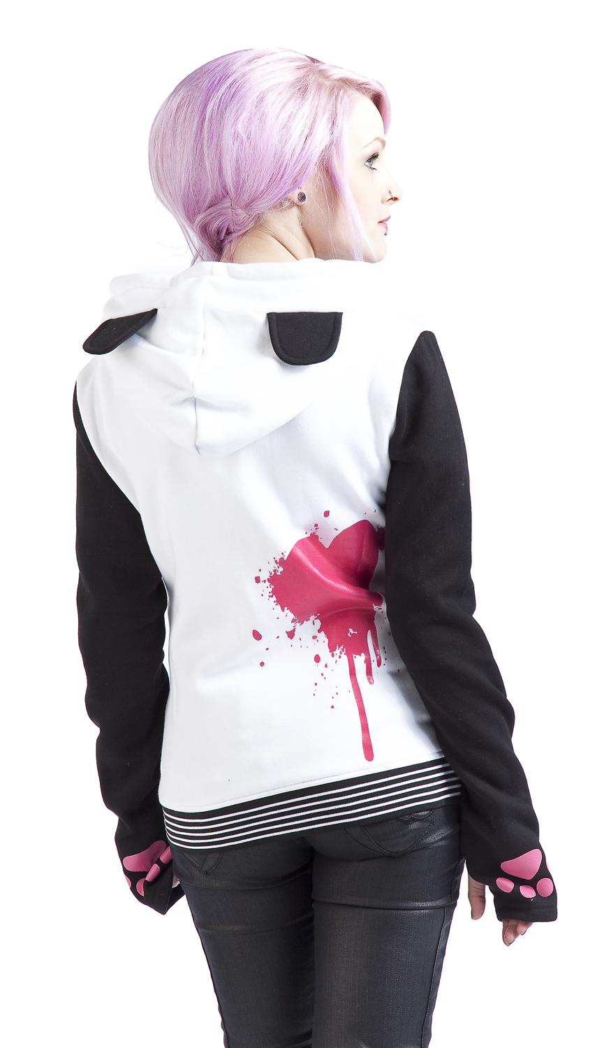 Killer Panda Mase Hood Kapuzenjacke weiß schwarz