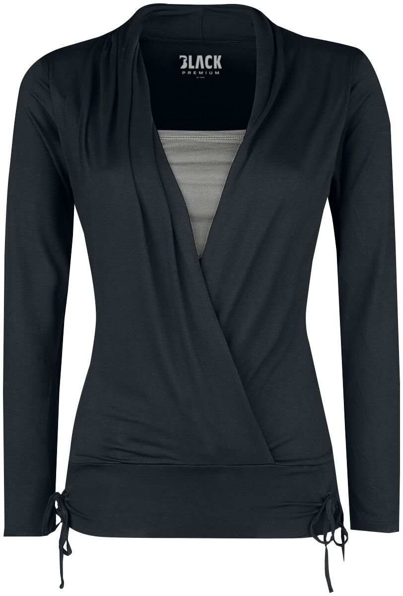 Levně Black Premium by EMP Žebrované tričko s dlouhými rukávy Dámské tričko s dlouhými rukávy cerná/šedá