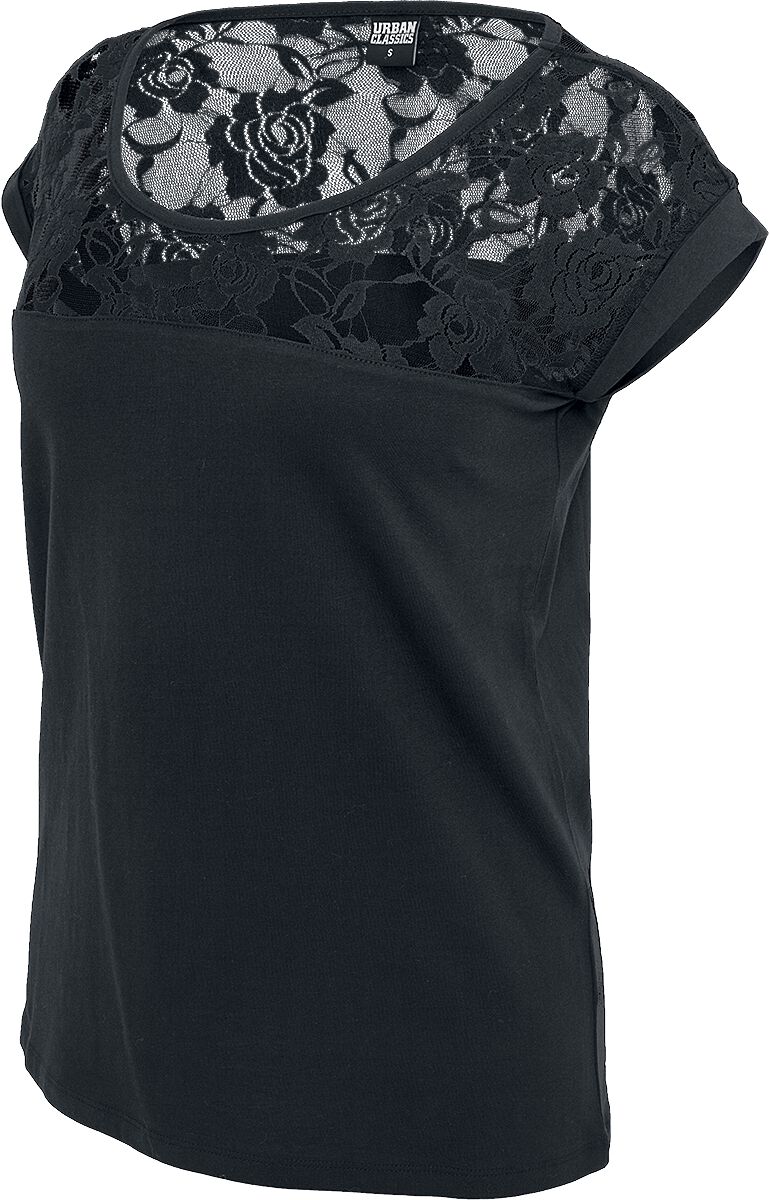 Image of T-Shirt di Urban Classics - Ladies Top Laces Tee - XS a L - Donna - nero