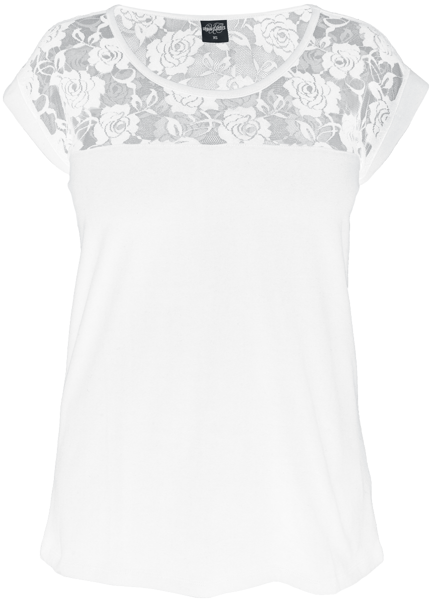 T-shirt  av Urban Classics - Ladies Top Laces Tee - Dam - vit