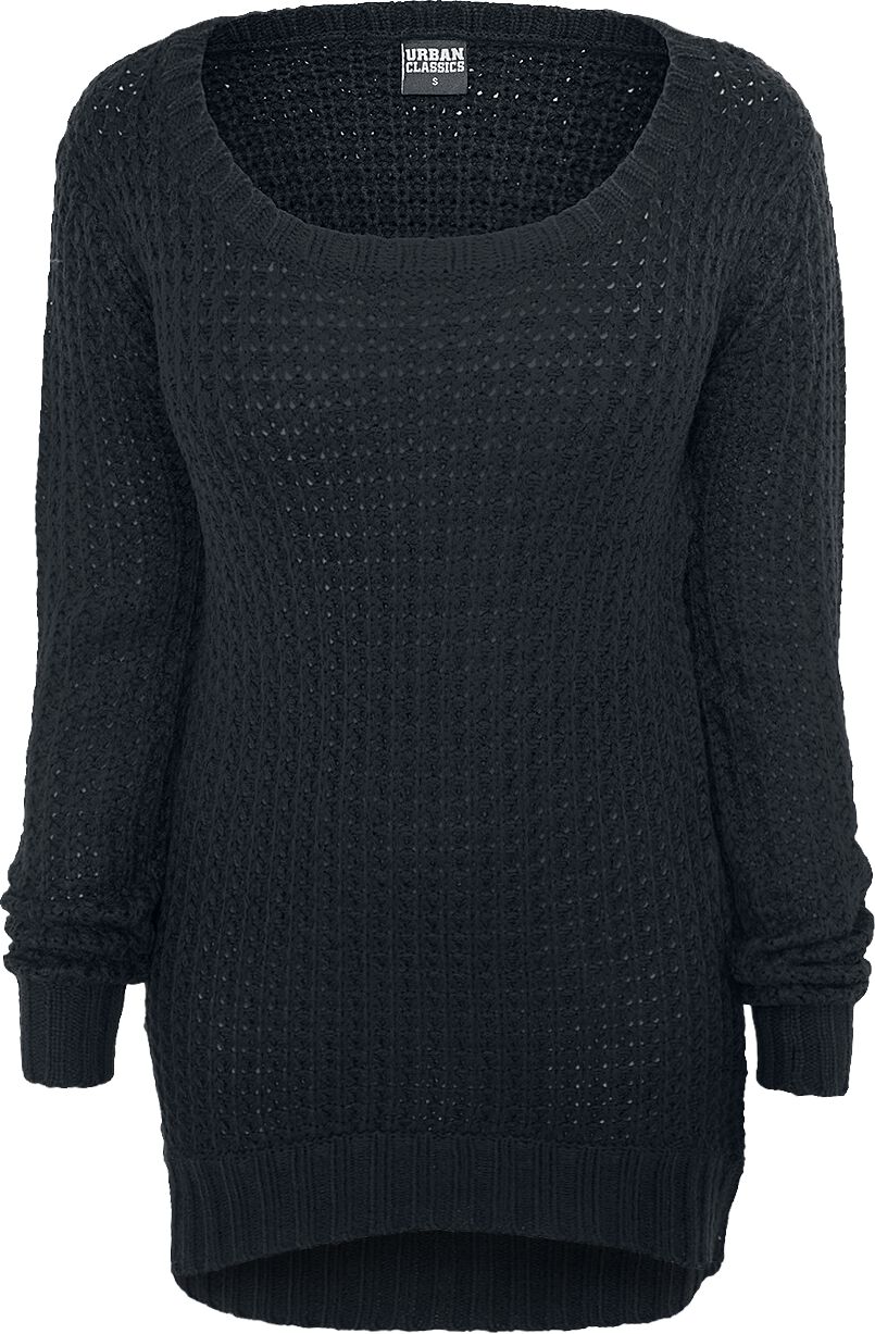 Urban Classics Ladies Long Wideneck Sweater Strickpullover schwarz in XS