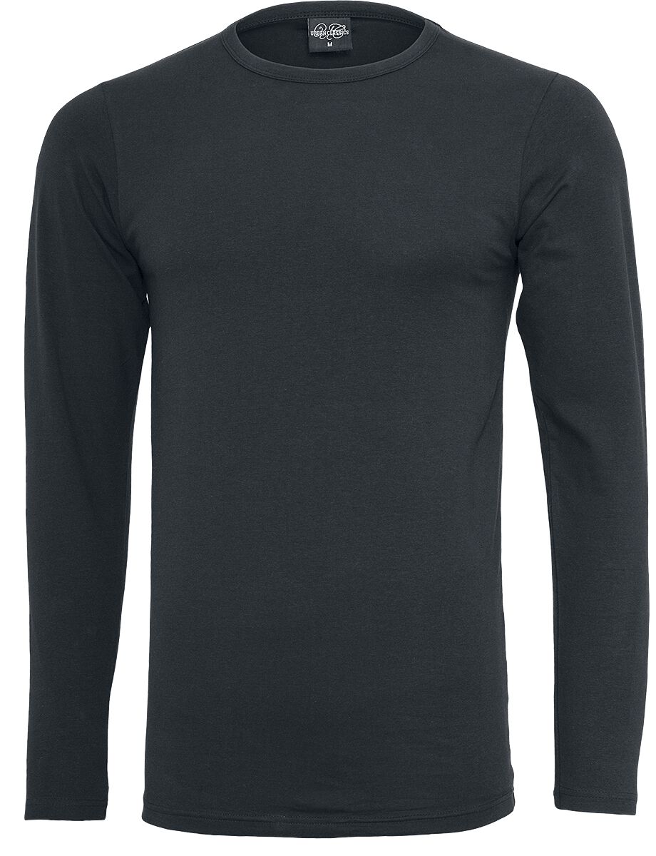 Urban Classics Langarmshirt - Fitted Stretch - S bis XXL - für Männer - Größe XL - schwarz