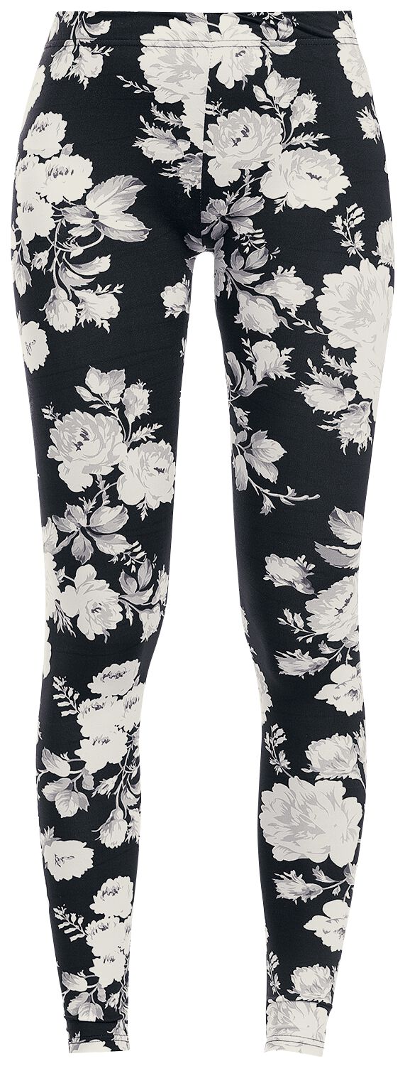 Urban Classics Leggings - Ladies Flower Leggings - XS bis 5XL - für Damen - Größe 3XL - schwarz