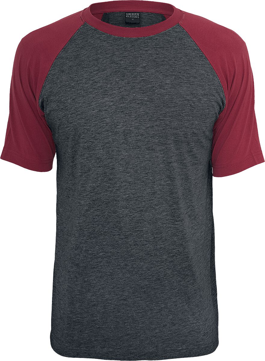 Urban Classics T-Shirt - Raglan Contrast Tee - XXL - für Männer - Größe XXL - charcoal/burgund