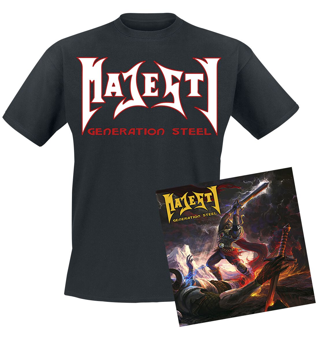 Image of Majesty Generation steel 2-CD & T-Shirt schwarz