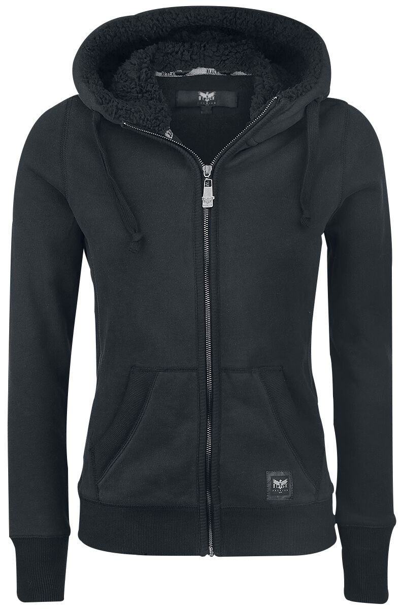 Levně Black Premium by EMP Teddy Hooded Jacket Dámská mikina s kapucí na zip černá