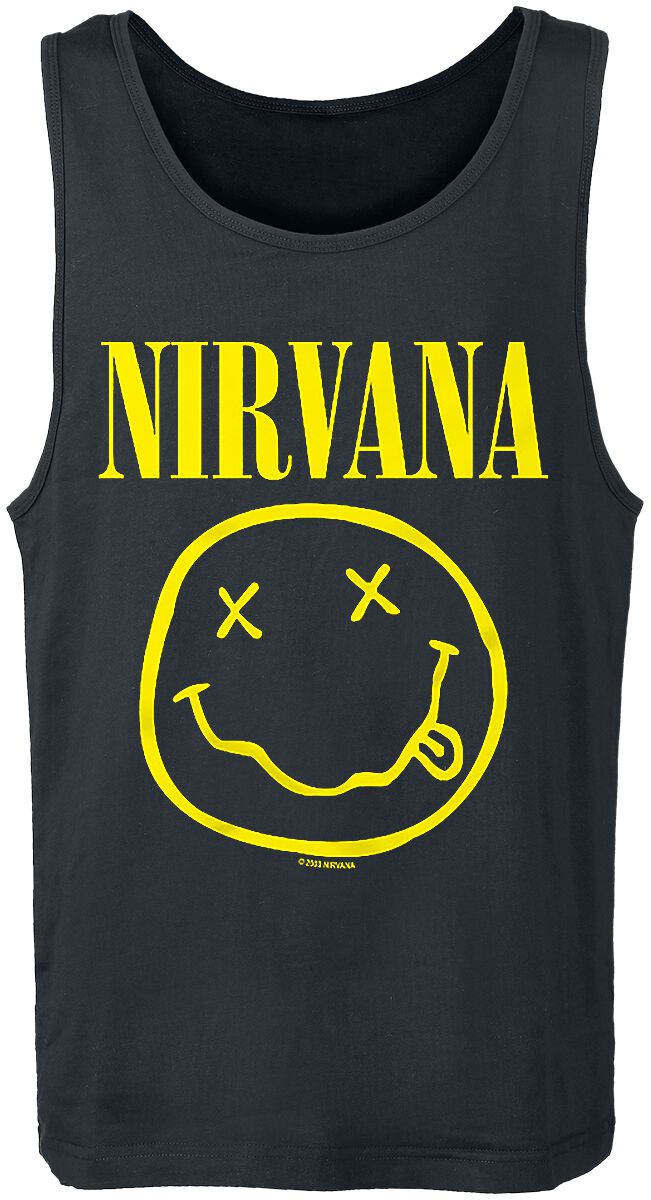 Nirvana Tank-Top - Smiley - S bis XL - für Männer - Größe L - schwarz  - Lizenziertes Merchandise!