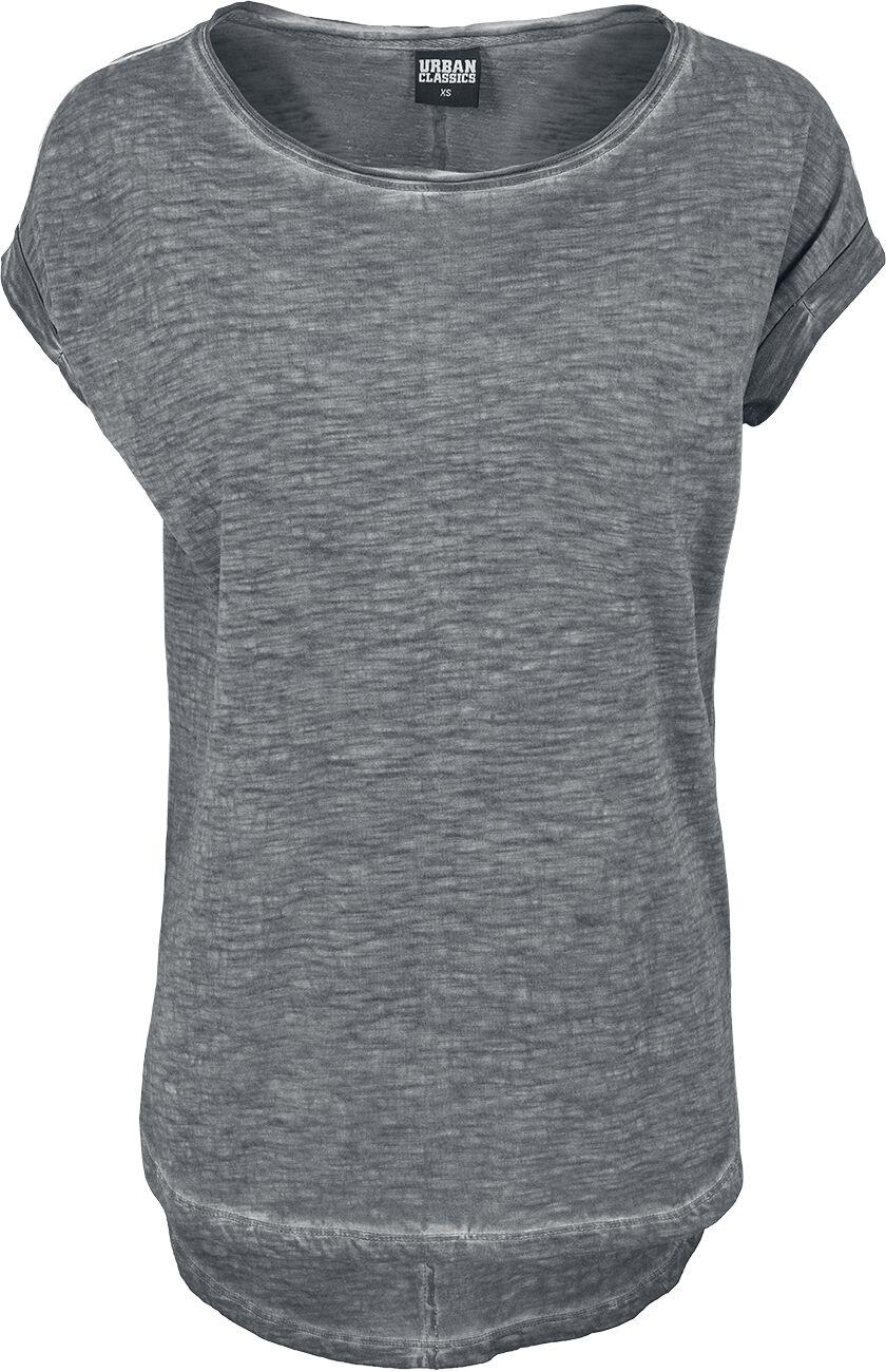 Image of T-Shirt di Urban Classics - Ladies Long Back Shaped Spray Dye Tee - XS a XL - Donna - grigio scuro