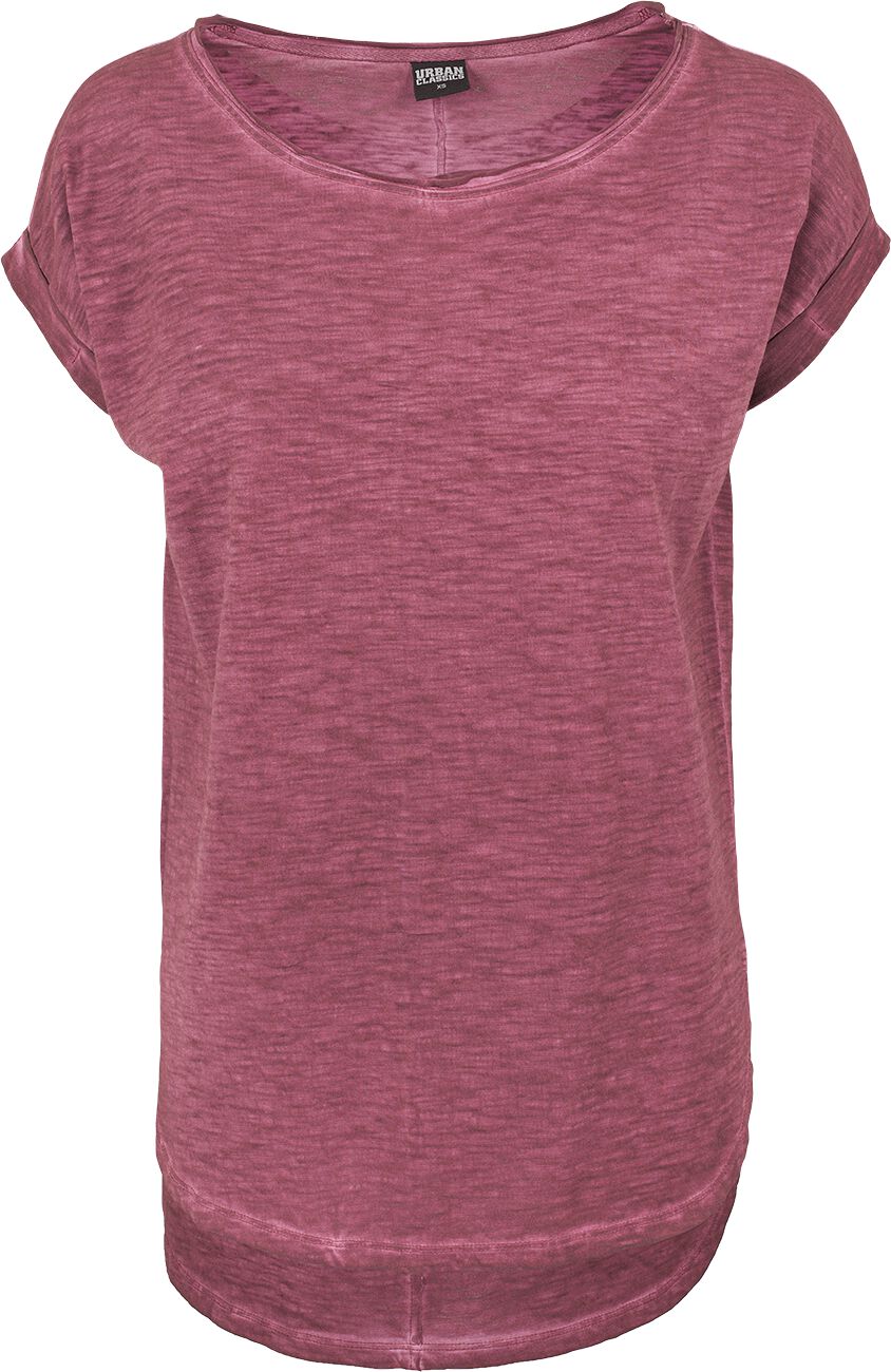 Image of T-Shirt di Urban Classics - Ladies Long Back Shaped Spray Dye Tee - XS a XL - Donna - borgogna