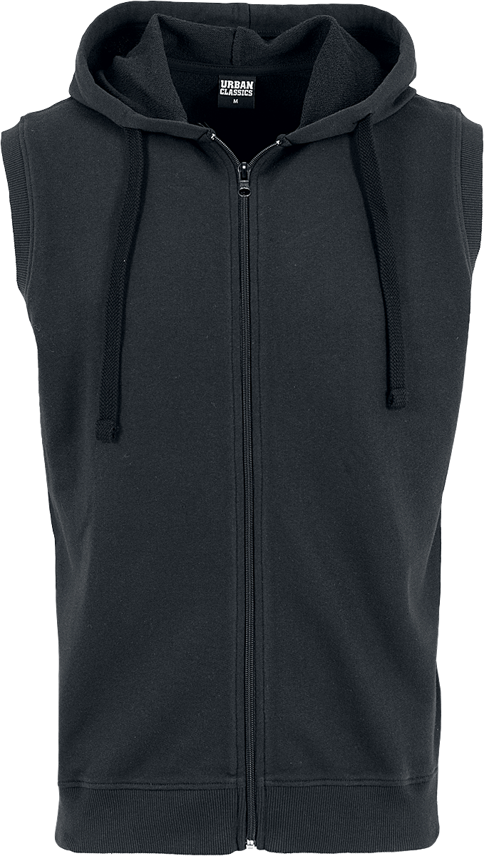 Urban Classics  Hoodie Jacket - Sleeveless Terry Zip Hoodie - for Men - black