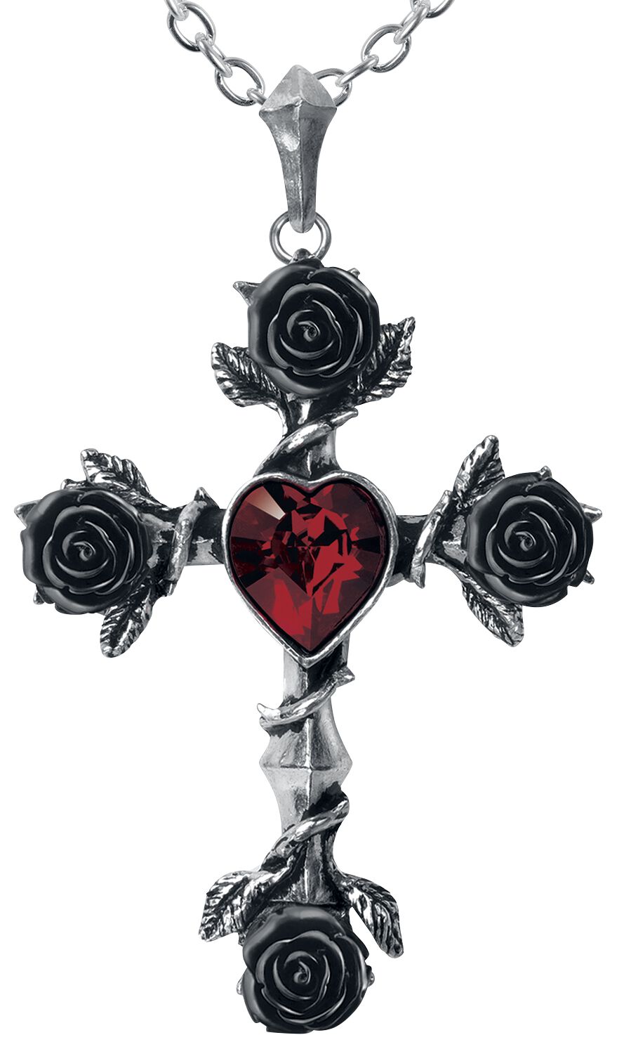 Levně Alchemy Gothic Black Rosifix Náhrdelník - řetízek stríbrná